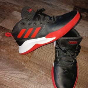 Boys Adidas Red and Black shoes.